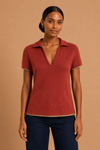 Blusa polo detalhe bicolor TERRACOTA -1-